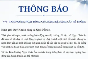 Thông báo được đăng trên Fanpage của Kim cương Ngọc Châu Âu