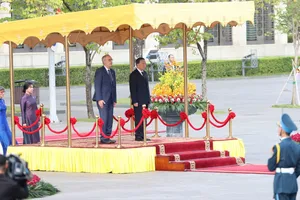 Tổng Bí thư, Chủ tịch nước Tô Lâm và Phu nhân chủ trì lễ đón Tổng thống Liên bang Thụy Sĩ Guy Parmelin và Phu nhân. Ảnh: QUANG PHÚC