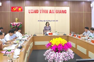 Phó Chủ tịch UBND tỉnh An Giang Nguyễn Thị Minh Thúy phát biểu chỉ đạo tại buổi làm việc