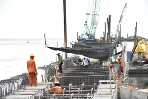 Cận cảnh thi công dự án lấn biển 17ha ở An Giang