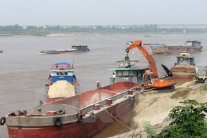 Police arrest ships which illegally dredge sand (Photo: VNA)