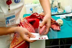 Heel pricks help screen health of newborns. (Source: VNA)
