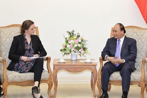 Prime Minister Nguyen Xuan Phuc and his Danish guest Ellen Trane Norby (Photo: VNA)
