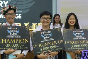 Chau Hoang Long (first on the left) excellently won the championship of the competition
