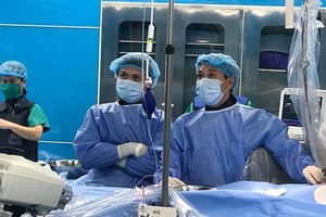 Neonates with heart defects treated with DSA