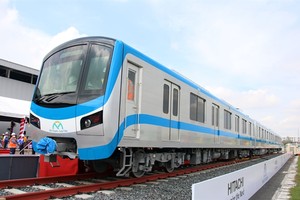 The first train of metro line Ben Thanh-Suoi Tien in HCM City arrived at the Long Binh Depot on October 13. — VNA/VNS