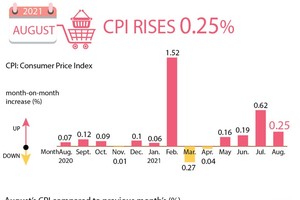 August's CPI inches up 0.25 percent