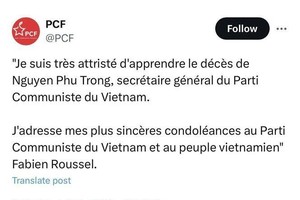Communist, left-wing political leaders hail Vietnamese Party chief’s devotion