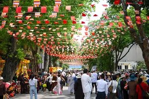 Gathering at Quan Su Pagoda, Buddhists await Buddha's relics procession