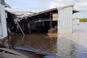 A river bank landslide in Ca Mau