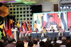 Vice Chairwoman of the Vietnamese National Assembly Tong Thi Phong speaks at the first plenary session of the AIPA-38 (Photo: VNA)