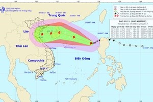 Position of typhoon Khanun in sea