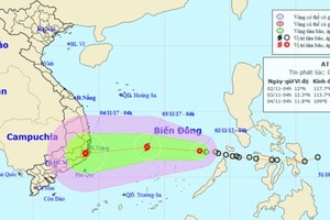 Position of typhoon Xangsane in East Sea