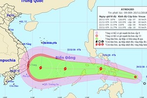 Position of low pressure system in the East Sea (Photo: NHMFC)