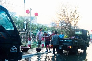 High tide causes flooding in some streets of can Tho city