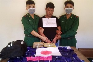 The arrested Lao national and seized exhibits (Photo: VNA)