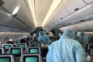 All the crew members in the flight are equipped with full-body medical protective gears 