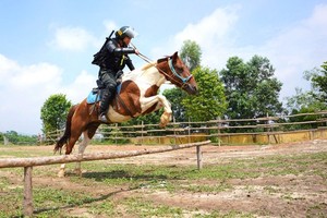 A performance of cavalry soldier on training ground