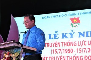 Secretary of Hanoi Youth Union Nguyen Ngoc Viet speaks at the celebration (Photo: VNA)