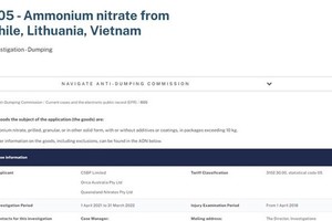 Australia not to impose anti-dumping duties on ammonium nitrate from Vietnam
