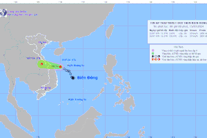Tropical low-pressure system approaching seashores of Central Vietnam