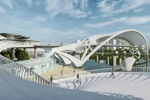 Pedestrian bridge across Saigon River in Ho Chi Minh City commences