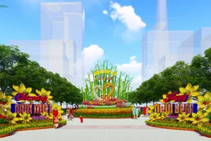 90 tạo hình linh vật rắn "xôm tụ" tại Đường hoa Nguyễn Huệ Tết Ất Tỵ 2025