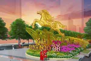 Bản phối cảnh ở cổng mở Đường hoa Nguyễn Huệ Tết Bính Ngọ 2026.