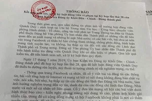 Khai trừ đảng một chuyên viên Văn phòng UBND TPHCM