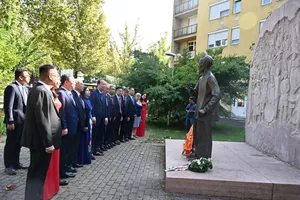 Đoàn đại biểu TPHCM dâng hoa tượng đài Chủ tịch Hồ Chí Minh tại TP Zalaegerszeg, Hungary 