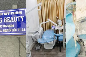 Bên dưới chung cư là biển hiệu “Công ty TNHH Mỹ phẩm Chang Beauty”, tại tầng 2 chung cư là cơ sở dịch vụ thẩm mỹ nhưng có chứng cứ của phẫu thuật thẩm mỹ trái phép