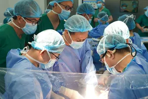 Các bác sĩ đang thực hiện lấy tạng từ người hiến chết não