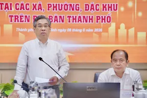 Phó Bí thư Thành ủy, Chủ tịch Ủy ban MTTQ Việt Nam TPHCM Nguyễn Phước Lộc phát biểu tại buổi làm việc 