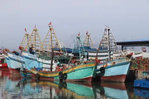 Tàu cá đánh bắt xa bờ của ngư dân TPHCM neo đậu tại cảng cá Cát Lở, phường Phước Thắng, TPHCM