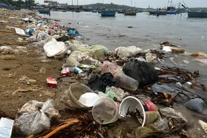 Quảng Ngãi: Rác thải tiếp tục dạt vào bãi biển An Vĩnh