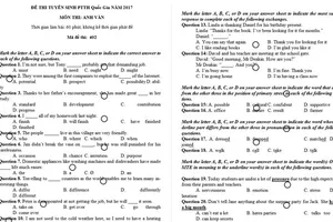 Đề thi Anh văn: Học sinh trung bình có thể đạt điểm 5
