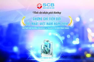 SCB đón nhận Giải thưởng Chứng chỉ Tiền gửi tốt nhất Việt Nam 2018