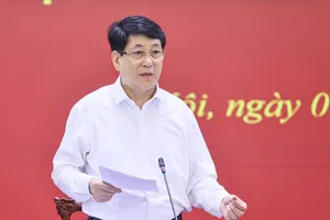 Đồng chí Lương Cường, Ủy viên Bộ Chính trị, Thường trực Ban Bí thư làm việc với Đảng đoàn MTTQ Việt Nam. Ảnh: VIẾT CHUNG