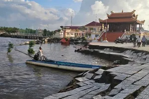 Cà Mau: Di tích Miếu bà Thủy Long bị sạt lở nghiêm trọng