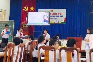 Tiết học chuyên đề tháng 10 của học sinh Trường THCS Trương Công Định.