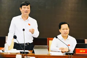 Chủ tịch HĐND TPHCM Võ Văn Minh phát biểu tại phiên thảo luận. Ảnh: VIỆT DŨNG
