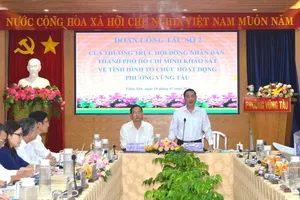 Đồng chí Phạm Thành Kiên, Ủy viên Ban Thường vụ Thành ủy, Phó Chủ tịch HĐND TPHCM phát biểu tại buổi làm việc với phường Vũng Tàu