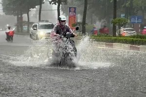 Mưa lớn chiều 8-10 khiến đường Nguyễn Ái Quốc, phường Trấn Biên, TP Đồng Nai bị ngập sâu