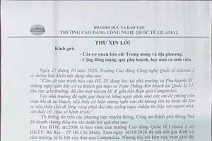 Thư xin lỗi của Trường Cao đẳng Công nghệ quốc tế Lilama 2