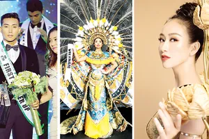 Siêu mẫu Hữu Long, Kiko Chan, Hà Thu (từ trái qua phải) đại diện Việt Nam tham dự các cuộc thi sắc đẹp thế giới năm 2017