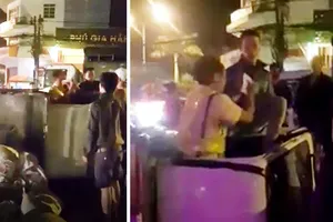 Hiện trường vụ tài xế đánh đại úy cảnh sát giao thông. Ảnh cắt từ video clip