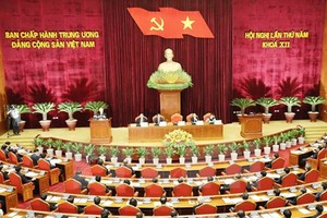 第十二屆黨中央執行委員會第五次會議昨(9)日進入第五天工作。（圖源：越通社）