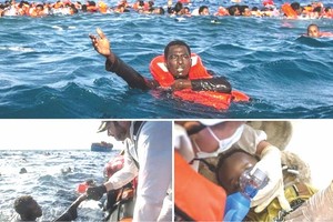 大批難民在怒海中掙扎待救。（圖源：互聯網）