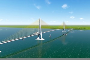 圖為橫跨後江的大義橋模擬透視圖。（圖源：互聯網）