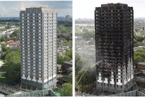 火警前後的倫敦高樓公寓，造成至少17人喪生。（資料圖來源：互聯網）